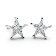 Diamond Star Earrings - Five Pointed Star Diamond Stud Earrings Formal Star-shaped Fine Jewelry Earrings, Star-shaped Diamond Earrings With Prong Setting, White Gold Star Earrings For Formal Occasions, Luxury Star-shaped Earrings For Formal Occasions, Luxury Star-shaped Formal Earrings, Diamond White Star Earrings For Anniversary, Elegant Starburst Earrings For Anniversary, Formal Sparkling Star-shaped Jewelry, Star-shaped Earrings With Diamond Accents For Formal Occasions