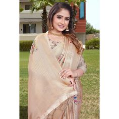 This peach colored saree is prettified with digital printed and zari work as shown which makes it appear classy. This saree is made of Art Silk fabric which is accompanied with art silk blouse piece which you can customise as per your design/style. Women can buy this saree to wear for their festive, homely events and ideal for any fashionista. Note:- The actual product may differ slightly in color and design from the one illustrated in the images when compared with computer or mobile screen. Peach Saree Blouse With Pallu, Festive Peach Silk Saree, Traditional Semi-stitched Peach Saree, Peach Semi-stitched Georgette Saree, Luxury Semi-stitched Peach Saree, Peach Color Saree, Woven Art, Art Silk Sarees, Mobile Screen