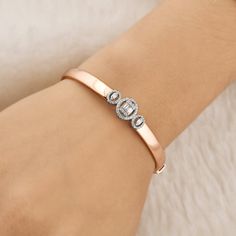 "Simple and elegant, this 18k Rose Gold Diamond studded Bracelet will make your look fashionable and classy. Its classy shine and flawless finish enhances its majestic charm and makes it more adorable. ✧✧Welcome To Our Shop Spectrum Jewels India✧✧ \"\"Engagement 18k Rose Gold Diamond Bracelet, Natural Diamond Jewelry, Bangle Bracelet For Anniversary Gift, Valentine Gift For Wife\"\" ★PRODUCT SPECIFICATION★ * ITEM CODE - SJEB-3036 * METAL - 18k Rose Gold * 18k Rose Gold Weight : 13.08 gm  * GROSS Rose Gold Diamond Bracelet, Valentine Gift For Wife, Gold Bracelet For Women, Bracelets Gold Diamond, Gold Armband, Diamond Fashion, Rose Gold Diamonds, Diamond Stone, Diamond Studs