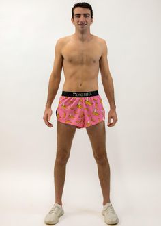 Do you have ChicknLegs? These shorts will make you go bananas! 🍌 Designed for the road, trail, track, and everything in between. The ChicknLegs 2" split running shorts are known for their lightweight fabric, ultra soft liners, comfortable waistbands, and funny printed designs. Features: ✔ Soft elastic waistband provides a smooth fit that stays in place ✔ Inner pocket to stash the essentials✔ Black mesh liner offers full coverage and breathability✔ Machine washable ✔ 2" Inseam and 4" Side Split✔ Fun Sports Shorts, Sporty Pink Boxer Briefs For Sports, Playful Workout Shorts For Summer, Playful Summer Workout Shorts, Pink Casual Shorts For Running Errands, Fun Pink Shorts With Built-in Shorts, Casual Pink Bottoms For Running Errands, Pink Bottoms For Summer, Pink Casual Athletic Shorts