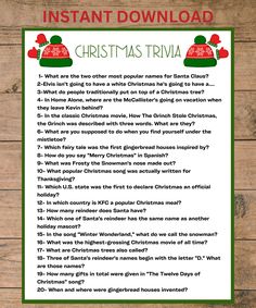 a christmas trivia is shown on a wooden background