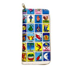 This wallet features a classic Loteria design with space for all of your essentials! It's compact in size, but has plenty of room to stash all of your cash, cards, and more. Measures approximately 4" x 7.75" Rectangular Trifold Wallet With Card Slots, Travel Wallets With Card Slots, Travel Wallet With Card Slots, Rectangular Travel Wallet With Card Slots, Retro Rectangular Wallets For Everyday Use, Retro Everyday Rectangular Wallets, Everyday Retro Rectangular Wallets, Rectangular Wallets With Card Slots, White Rectangular Organizers For Everyday Use