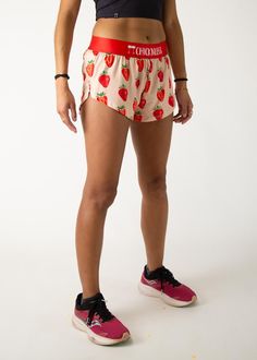 Do you have ChicknLegs? Red, juicy, and perfect for the long run. The ChicknLegs 1.5" split running shorts are known for their lightweight fabric, ultra soft liners, comfortable waistbands, and funny printed designs. Features: ✔ Soft elastic waistband provides a smooth fit that stays in place ✔ Rear zipper pocket to stash the essentials✔ Black mesh liner offers full coverage and breathability✔ Machine washable ✔ 1.5" Inseam and 2.5" Side Split✔ Model is 5'2" - 118 lbs - Size S How It's Made: ✔ 1 Casual Pink Bottoms For Running Errands, Casual Short Bottoms For Marathon, Casual Stretch Shorts For Marathon, Pink Bottoms For Summer, Pink Casual Athletic Shorts, Summer Running Bottoms With Built-in Shorts, Summer Casual Athletic Shorts, Stretch Shorts For Summer Marathon, Casual Athletic Shorts For Summer Marathons