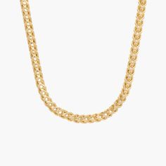 An everyday classic with timeless appeal, this super versatile 1.3mm Franco Chain in 14k yellow gold is a great piece for layering or wearing solo. We love it with everyday basics like your favorite tee, but it plays well with just about anything you choose to pair it with. Everyday Yellow Gold Chain Necklace, Yellow Gold Link Chain Necklace For Everyday, 14k Gold Box Chain Necklace For Everyday Luxury, Classic 14k Gold Cable Chain Necklace, 14k Gold Tarnish Resistant Chain Necklace For Layering, Classic Curb Chain Necklace For Layering, Everyday 14k Gold Box Chain Necklace, Classic Box Chain Necklace For Everyday, Everyday Luxury 14k Gold Box Chain Necklace