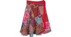 A cool summer skirt with a wrap that fits with a forever-bohemian style wrap around waist and a slight feminine flair, this is a multicolored skirt with red, orange and blue being the prominent shades. The skirt is made up of assorted floral printed square cut patches, giving it a free-spirited gypsy look. Fabrics of various colors are used to make this skirt an exciting item of clothing to wear, in which you feel alive and fun. Pair it with a simple solid top and some jewelry, and complete your Hippie Mini Wrap Skirt For Summer, Hippie Style Mini Wrap Skirt For Summer, Hippie Style Summer Mini Wrap Skirt, Multicolor Bohemian Wrap Skirt For Vacation, Bohemian Multicolor Wrap Skirt For Vacation, Bohemian Mini Wrap Skirt For Summer, Bohemian Multicolor Wrap Skirt For Beach, Multicolor Lined Wrap Skirt, Casual Multicolor Wrap Skirt For Beach