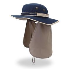 When you're going to finish a task outdoors on a hot summer day and you want to protect yourself from having sunburn, take advantage of this Flap Hat by Innovato Design. It has a wide flat brim to shade your face from the sun's UV rays and it has a big flap around the back of the hat to cover your head, ears, and neck from the heat of the sun. Made from polyester nylon material, this hat makes a breathable and comfortable headwear. It dries up quickly so when sweat builds up in your head, it wicks it and dries it up immediately. This hat comes with buttons and a rope for added decoration and to secure the hat in place respectively. Also, it can be folded easily so you can bring it anywhere you go. You can wear this with your casual, simple, and sporty style in spring, summer, and autumn. T Bucket Hat With Upf 50+ For Outdoor Activities, Waterproof Sun Hat For Summer Hiking, Adjustable Summer Hat For Outdoor Work, Waterproof Summer Sun Hat For Hiking, Adjustable Summer Hats For Outdoor Work, Wide Brim Bucket Hat For Summer Outdoor Work, Summer Windproof Sun Hat For Hiking, Curved Brim Hats For Summer Outdoor Work, Functional Windproof Hats For Summer