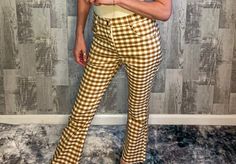 Combination of Style and Comfort - Checkered Pants Fall Retro High-waisted Pants, Retro High-waisted Pants For Fall, Retro Straight Leg Pants For Fall, Spring Plaid Ankle-length Pants, Plaid Ankle-length Pants For Spring, Chic Plaid Straight Leg Pants, Plaid Trousers For Spring, Chic Plaid Straight Leg Bottoms, Retro Stretch Straight Leg Pants