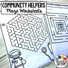 These community helper themed mazes are a great way for your students to work on their fine motor and problem solving skills. They will be a great addition to your community helper unit and don't require any prep. Simply print out the worksheets and hand them out to your students when needed. There are 5 different levels of mazes included so that you can differentiate for students individual abilities. There are a total of 15 different worksheets included.All worksheets comes in b/w for ink frie Community Helpers Coloring Sheets Free Printable, Community Helpers Activities, Community Helpers Worksheets, Community Helpers Unit, Maze Worksheet, Community Helper, Community Helpers, Fine Motor Activities, English Language Arts