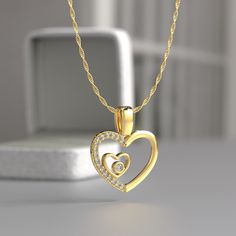 Dainty Heart Necklace With Stones, Tiny Stone Heart Necklace Gift for Jewelry Lovers, Mother's Day Gift, Stones Jewelry Double Heart Jewelry 👑14k Gold Filled Silver Pendant 👑 Add a touch of sophistication to your jewelry collection with this exquisite pendant. Crafted from high-quality 925 sterling silver, this pendant boasts durability and elegance. The gold filled plating enhances its charm, providing a radiant and luxurious finish that is sure to turn heads. 💍✨ ✦ ELEGANT DESIGN ✦ This eleg Heart Detail Necklace For Valentine's Day, Yellow Gold Double Heart Necklace For Mother's Day, Mother's Day Double Heart Necklace With Heart Beads, Heart Shaped Necklace For Valentine's Day, Gold Heart Necklace Gift For Mom, Gold Heart Necklace As Gift For Mom, Heart Beaded Pendant Necklace For Mother's Day, Mother's Day Heart Beads Pendant Necklace, Heart Beads Necklaces For Anniversary And Mother's Day