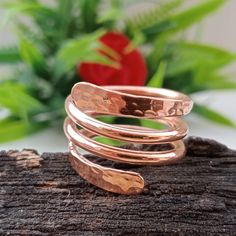 Wire Jewelry Rings, Copper Jewelry Handmade, Hammered Ring, Hammered Rings, Thumb Ring, Copper Ring, Wrap Ring, Toe Ring, Healing Jewelry