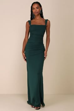 Green Mesh Maxi Dress - Ruched Maxi Dress - Column Maxi Dress - Lulus Deep Green Dresses, Long Sleeve Olive Green Dress, Green Homecoming Dresses Long, Dark Green Wedding Guest Dress, Dark Sage Green Bridesmaid Dresses, Green Dress Nails, Dark Green Dress Formal, Long Dark Green Dress, Green Dress Simple