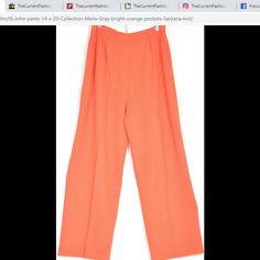 St. John pants - Santana knit (wool nylon blend), bright orange, pleats on front, pockets. Made in USA 🇺🇸 . Tag Size 14 ... Read measurements in listing ~ http://thecurrentfashion.com , #TheCurrentFashion | #eBayFashion #eBay #ShopMyCloset #Poshmark #Bonanza #BonanzaMarket #pants #StJohn #StJohnKnits #StJohnPants #wool #woolblend #woolpants #SantanaKnit #woolblendpants #orange #orangepants #colorfulpants #colorful #pleats #pleated #pleatedpants #USA #MadeInUSA #MadeInAmerica St John Knits, Orange Pants, Current Fashion, Ag Jeans, Colored Pants, Wool Pants, Pleated Pants, Joes Jeans, Bright Orange