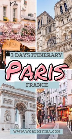 paris collage with the words 3 days itinerary paris