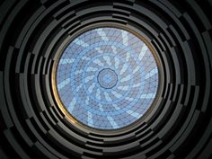 the inside of a circular window in a building