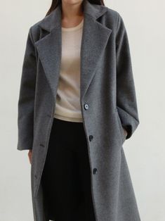 A midi length premium wool coat with 3 button closure. Collared, in a structured fit. Model is in MINUSEY ONE SIZE. ✔️ Free worldwide express shipping over $100✔️ Loved by 6,500+ customers✔️ Limited edition collections, maximum style⠀⠀⠀⠀⠀⠀⠀⠀⠀Stay ahead of the trend with can’t-find-anywhere-else staples. Your closet will thank you 💕 * MINUSEY ONE SIZE = EU 34-38, US 2-6* 100% Premium Fine Wool* Dry clean* Made in Korea - Model Height: 172cm/5'7" (US2, EU34) Gray Long Wool Coat For Workwear, Timeless Long Wool Coat For Office, Gray Wool Sweater Coat For Work, Single Breasted Wool Outerwear For Office, Classic Long Sweater Coat For Office, Elegant Gray Sweater Coat For Work, Wool Outerwear With Hidden Button Closure For Office, Modern Wool Coat With Button Closure For Office, Timeless Long Wool Coat With Button Closure