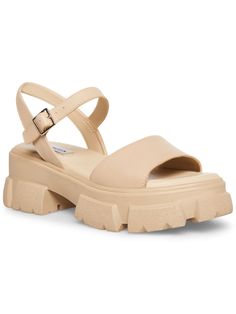 STEVE MADDEN Womens Beige 1" Platform Architectural Heel Strappy Lug Sole Tazia Round Toe Buckle Leather Slingback Sandal 9 M Steve Madden Black Sandals, Shoe Essentials, Steve Madden Platform Sandals, Steve Madden Flats, Gladiator Sandals Heels, Women Platform Sandals, Shoes 2022, Steve Madden Sandals, Women Heels