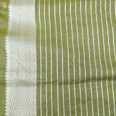 a green and white striped fabric