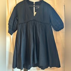 Nwt Size Xs Cotton With Rayon Lining. Tunic Style Dress. Back Button. Spring Black V-neck Daywear Dress, Black V-neck Dress For Spring Daywear, Chic Black V-neck Dress For Daywear, Dress Back, Tunic Style, Tunic Styles, Anthropologie Dresses, Style Dress, Tunic Dress