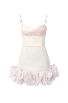 This fitted bustier mini dress in delicate pink color is a perfect choice for a romantic date or a stroll at night at a beach resort. The drapery on the bodice makes the look airy and playful while the fitted cups and bones corset in the upper part reveals sexy curves of the body. Lined. Satin Corset Dress, Hourglass Silhouette, Looks Party, Mini Cami Dress, Corset Mini Dress, Bustier Dress, Exposed Zipper, Plus Dresses, Bandage Dress