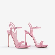 Big Heels, Pink Stiletto Heels, Cute High Heels, Pink Stilettos, Heels Aesthetic, White Leather Sandals, Jordan Shoes Retro, Cream Shoes, Crystal Shoes