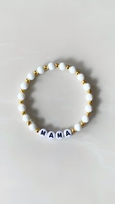 Our personalized beaded letter bracelet is handmade and is made for everyday wear. These beaded bracelets are made with 6mm matte round beads paired with ALTERNATING gold or silver accent beads (4mm). Our bracelets are strung together with durable stretch cord. Our personalized beaded bracelets are great gift ideas for your loved ones and look great stacked with other bracelets. You can personalize your bracelet with any initial, name, word and/or date. SIZE Our bracelets are available in three Mother's Day White Bracelets With Letter Beads, Mother's Day Name Bracelet With Letter Beads, Personalized White Beaded Bracelets With Letter Beads, White Stretch Bracelet With Letter Beads For Personalized Gift, White Beaded Bracelets With Letter Beads For Personalized Gift, Personalized White Stretch Bracelet With Letter Beads, Adjustable Name Bracelet With Round Beads For Everyday, White Name Bracelet With 8mm Beads As Gift, Minimalist Letter Beads Stretch Bracelet As Gift