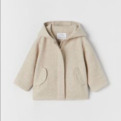 Zara Double Faced Hooded Coat Beige Girl/Boy 12-18 Months New With Tags Cute Cream Winter Outerwear, Cotton Outerwear With Adjustable Hood For Playtime, Casual Winter Outerwear For Playtime, Cute Beige Long Sleeve Outerwear, Winter Cotton Hooded Jacket For Playtime, Cute Long Sleeve Beige Outerwear, Cute Winter Outerwear With Adjustable Hood, Cute Hooded Outerwear For Fall, Cute Hooded Outerwear With Pockets