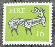 a stamp with an image of a cow on it's side and the word fire written in white