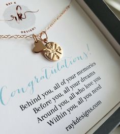 Rose gold compass and heart necklace. golden bronze finish-golden bronze charm with 14k gold filled chain gold finish-gold vermeil charm with 14k gold filled chain rose gold finish-rose gold filled chain adjustable 16-18'' Personalized Gold Necklace For Graduation Gift, Rose Gold Charms Necklace Keepsake, Rose Gold Charms Necklace For Keepsake, Dainty Engraved Charms For Gift, Dainty Engraved Charms For Gifts, Keepsake Rose Gold Charms Jewelry, Dainty Engraved Charms As Gifts, Rose Gold Round Pendant Charms As Gifts, Gold Heart Charm Necklace For Best Friend