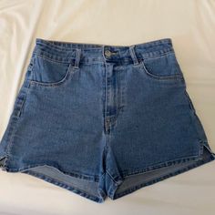 Denim Shorts Size 4 From H&M Either Nwot Or Worn Once Trendy H&m Shorts With Pockets, H&m High Rise Dark Wash Jeans, H&m High-rise Dark Wash Jeans, H&m Casual Short Length Bottoms, H&m High Waist Denim Jeans, H&m Dark Wash Denim Jeans, H&m Medium Wash Bottoms With Pockets, H&m High Rise Medium Wash Jeans, H&m Denim Blue Jeans