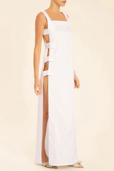 Solid Long Dress With Open Sides Beachwear Maxi Dress With Side Slits For Beach Cover-up, Sleeveless Maxi Dress With Side Slits For Beachwear, Beach Cutout Dresses, Cutout Beachwear Dress, Beachwear Dress With Cutout Details, Backless Maxi Dress With Split Design For Beach, Backless Beach Maxi Dress With Split Design, Sleeveless Beachwear Dress With Side Slits, Asymmetrical Cutout Maxi Dress For Summer