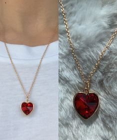 Heart Necklace Red, Black Heart Necklace, Heart Necklace Gold, Red Heart Necklace, Heart Necklaces, Gold Heart Necklace, Blue White And Black, Black Heart, Gorgeous Necklaces