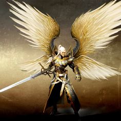 Golden warrior angel Warrior Angels, Male Angels, Angel Warrior, Angel And Devil, Archangel Michael, Angels And Demons, Fantasy Warrior, Angel Art