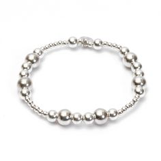 Bali Ball Bracelet - good charma Classic Stretch Bracelet With Polished Beads As Gift, Classic Stretch Bracelet With Polished Beads For Gift, Classic Silver Beads Bracelet As A Gift, Classic Silver Beads Bracelet Gift, Classic Silver Beaded Bracelets As Gift, Classic Silver Beaded Bracelet Gift, Sterling Silver Round Beads Minimalist Bracelet, Classic Sterling Silver Bracelet With Polished Beads As Gift, Classic Sterling Silver Bracelets With Silver Beads