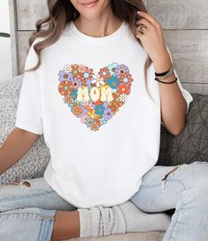 Mom Shirt, Mom Floral Boho T shirt, Mom Oversized Crewneck Shirt, Mothers Day shirt, Mother's Day Gift, Mom Birthday Gift Welcome to my store! Our shirts are designed to add joy and color to your life. Feel free to ask me anything you may need help with, I'm happy to assist you in any way. *please note, there may be changes in the color shade depending on the screen on which the item is viewed. .: Comfort Colors 1717 tee is made with medium fabric (6.1 oz/yd² (206.8 g/m consisting of high qualit Multicolor Crew Neck Shirt For Mother's Day, Mother's Day Printed Graphic Tee, Casual White Top For Birthday, White Printed Tops As A Gift, White Graphic Tee For Mother's Day, Funny Print Crew Neck Top For Mother's Day, Multicolor T-shirt For Mother's Day Gift, White T-shirt For Mother's Day Gift, White Tops With Funny Print For Gift