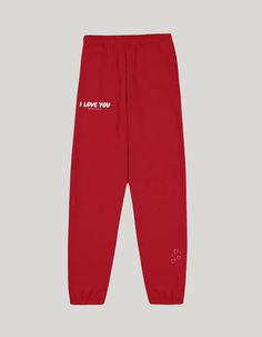 WAYS TO SAY I LOVE YOU SELF LOVE EDITION SWEATPANTS❤️ Available to order on the colors Red (white design), Tan (baby pink design), Black (baby pink design), Dark Gray (baby pink design) or Ash Grey (baby pink design)💕 I want to create a brand that is a constant reminder to be TRUE to who you are as a person; that brings your own unique style into it as well. Life is short, be WHOEVER you want to be! You are your own main character, always. Pair these sweats with whatever style makes you happies Sporty Pink Bottoms With Graphic Print, Sporty Pink Graphic Print Bottoms, Pink Sporty Bottoms With Graphic Print, Red Cotton Bottoms With Letter Print, Black Baby, Grey Baby, Black Babies, Pink Design, Main Character