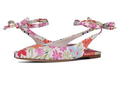 Nine West Bop 2 - Women's Shoes : White Floral : Pair the classic and cute Nine West Bop 2 sandal with your outfit and rock the look effortlessly. Textile upper. Man-made lining. Slingback style. Pointed toe construction. Ankle wrap tie closure. Man-made outsole. Imported. Weight of footwear is based on a single item, not a pair. Trendy Spring Lace-up Sandals With Straps, Spring Trendy Ankle-tie Lace-up Sandals, Trendy Ankle Tie Sandals For Spring, Trendy Ankle Tie Lace-up Sandals For Summer, Casual Strapped Sandals For Summer, Summer Flat Heel Slingback Sandals With Adjustable Strap, Adjustable Ankle Tie Sandals For Spring, Adjustable Ankle-tie Sandals For Spring, Summer Slingback Pumps With Heel Strap