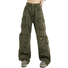 Buy Military Green Wide Leg Cargo Pants Unisex Alt Grunge online at Orezoria. Free shipping in the US and worldwide. Use WANT5 for 5% OFF Alt Cargo Pants, Fall Grunge Streetwear Bottoms, Grunge Streetwear Cargo Pants With Belt Loops, Grunge Style Cargo Pants For Streetwear, Full Length Cargo Pants With Five Pockets For Fall, Cotton Wide Leg Pants With Multiple Pockets For Streetwear, Full Length Pants With Belt Loops For Streetwear, Trendy Relaxed Fit Parachute Pants With Belt Loops, Grunge Pants For Fall Streetwear