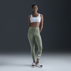 More durable, less sheer and twice as stretchy as our previous Essentials leggings: We've remixed a wardrobe staple. Designed to support you from one task to the next, our Classics lifestyle leggings feel thick but still lightweight, and peachy-soft but still strong. In two words, they're better. Essentials Leggings, Graphic Leggings, Women Lifestyle, Nike Sportswear, Wardrobe Staples, Polyester Spandex, Jade, The Next, High Waisted