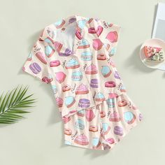 The most cute and comfortable pj set imaginable! Pretty peach satin button down pajamas top and matching pull on pj shorts with all over multi-colored French pastry print. This pj set is comfortable and will keep her cool during the warm months. Available in girls' sizes 6Y-14Y. Good things take time: Quicker shipping: this is shipped directly from our overseas warehouse. Once shipped, it will arrive in your mailbox in approximately 7-12 business days. Button Down Pajamas, Summer Kid, Satin Pjs, Pajamas Short, Girl Pajamas, French Pastry, Pj Shorts, Good Things Take Time, Statement Dress