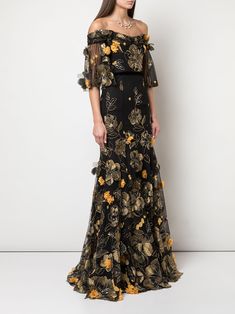 Haute Couture Embroidery, Haute Couture Details, Black Ball Gown, Off Shoulder Gown, Flare Gown, Designer Evening Gowns, Formal Dresses Prom, Marchesa, Designer Gowns