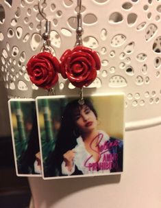 These little earrings are perfect for any Selena fan. Earrings measure approximately 2 and 1/2 inches including the hook. The earring hooks are made of lead and nickel free surgical steel. Very friendly and sensitive to ears! Free shipping for a limited time Personalized Red Dangle Earrings, Personalized Red Drop Earrings, Trendy Personalized Adjustable Earrings, Trendy Lever Back Earrings As Gift, Trendy Flower Earrings As Gift, Little Earrings, Fan Earrings, Selena Quintanilla, Daughter Birthday