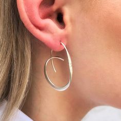 A unique take on the traditional hoop, these Tapered Gold Hoop Earrings will definitely get noticed. Gradually tapered, these hoops look wonderful and are easy to wear, too! Handmade and finished in silver, we then plate them in 18kt gold in our UK workshop. These Tapered Gold Hoop Earrings are also available in sterling silver and rose gold. Made from: Vermeil - 18kt gold and rose gold plated Sterling Silver. Measurements: Earrings length: approx. 3.8cm Modern Hoop Earrings, Rose Gold Hoop Earrings, Unusual Earrings, Oval Earrings, 925 Silver Earrings, Large Hoop Earrings, Water Pearls, Sterling Silver Hoop Earrings, Silver Drop Earrings