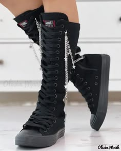 Color: black, Size: US6 Taurus Rising, Grunge Shoes, Zootopia Comic, My Own, Gothic Shoes, Chain Decor, Punk Accessories, Oc Outfits, Canvas Boots