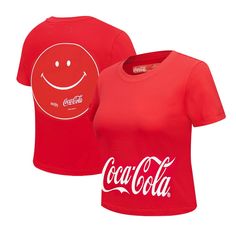 Step out in Coca-Cola style with this  Smile Baby Doll T-shirt. Crafted by Freeze Max. it features street-inspired graphics of the iconic cola over a cropped design. Finish any 'fit in with this sleek Coca-Cola tee. Coca Cola Merchandise, Boyfriend T Shirt, Spandex Shorts, Fleece Shorts, Cropped T Shirt, Cropped Style, Crop Tshirt, Baby Doll, Infant Tees