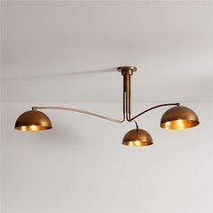 Olia Brass Metal Semi-Flush Mount Light + Reviews | Crate & Barrel Blue Tv Room, Slender Arms, Crate Barrel, Burnished Brass, Semi Flush Mount Lighting, Mount Light, Semi Flush Mount, Flush Mount Lighting, Tv Room