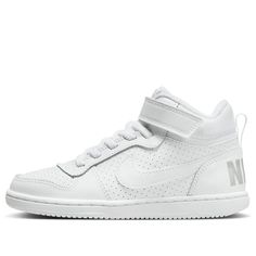 Nike Court Borough Mid BP 870026-100 Sporty High-top Sneakers For School, White High-top Sneakers With Elastic Laces For Streetwear, Nike Casual High-top Sneakers For Sports, Casual Nike High-top Sneakers For Sports, Sporty High-top Skate Shoes For School, Nike High-top Skate Shoes For Light Sports, Nike Casual Skate Shoes For Light Sports, Casual Nike High-top Sneakers For Light Sports, Mid-top Synthetic Sneakers For School