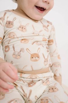 Two piece set Buttery soft, lightweight, breathable, and stretchy Snug fit for safety  Fabric: 95% viscose bamboo, 5% spandex No flame retardants or chemicals Machine wash, tumble dry Bunny Onesie, Baby Bunnies, Cozy Fits, Baby Safe, Mom Tees, Bamboo Fabric, Embroidery Inspiration, Child Safety, Romper Dress