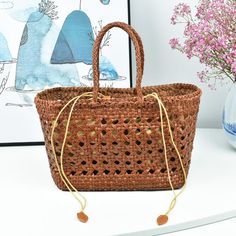 Free U.S. shipping. Style: Hollow out, Vintage , color:Brown, suite for season：Spring, Summer, Autumn ，Beach, Going out, Travel, Work, Material Genuine Leather, Brown Woven Leather Tote Bag Hollow-out Basket Handbags Eco-friendly Brown Shoulder Bag For Vacation, Vacation Brown Woven Shoulder Bag, Brown Shoulder Bag With Braided Handles For Vacation, Vacation Woven Brown Shoulder Bag, Large Capacity Light Brown Rectangular Beach Bag, Large Capacity Rectangular Light Brown Beach Bag, Bohemian Brown Bags For Beach Season, Light Brown Woven Rectangular Bag, Brown Woven Bags For Beach Season