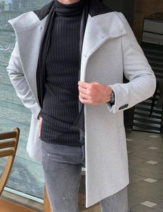 Slim Fit Coat, Gray Wool Coat, Fall Outerwear, Coat For Men, Grey Coat, Coat Design, Double Breasted Coat, The Gray, Fall Style