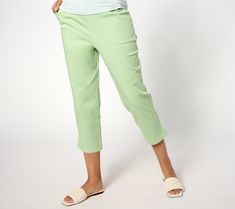 The timeless silhouette that you love, these Original Waist crop pants boast the perfect amount of comfy stretch to take you through your busy day. From Denim & Co.® Fashions. Spring Bottoms With Side Pockets For Everyday, Everyday Cropped Leg Pants For Spring, Spring Cropped Leg Everyday Pants, Everyday Spring Cropped Leg Pants, Spring Everyday Cropped Leg Pants, Everyday Spring Cropped Pants, Workwear Cropped Leg Capris With Elastic Waistband, Workwear Capris With Elastic Waistband And Cropped Leg, Spring Pants With Pockets For Everyday